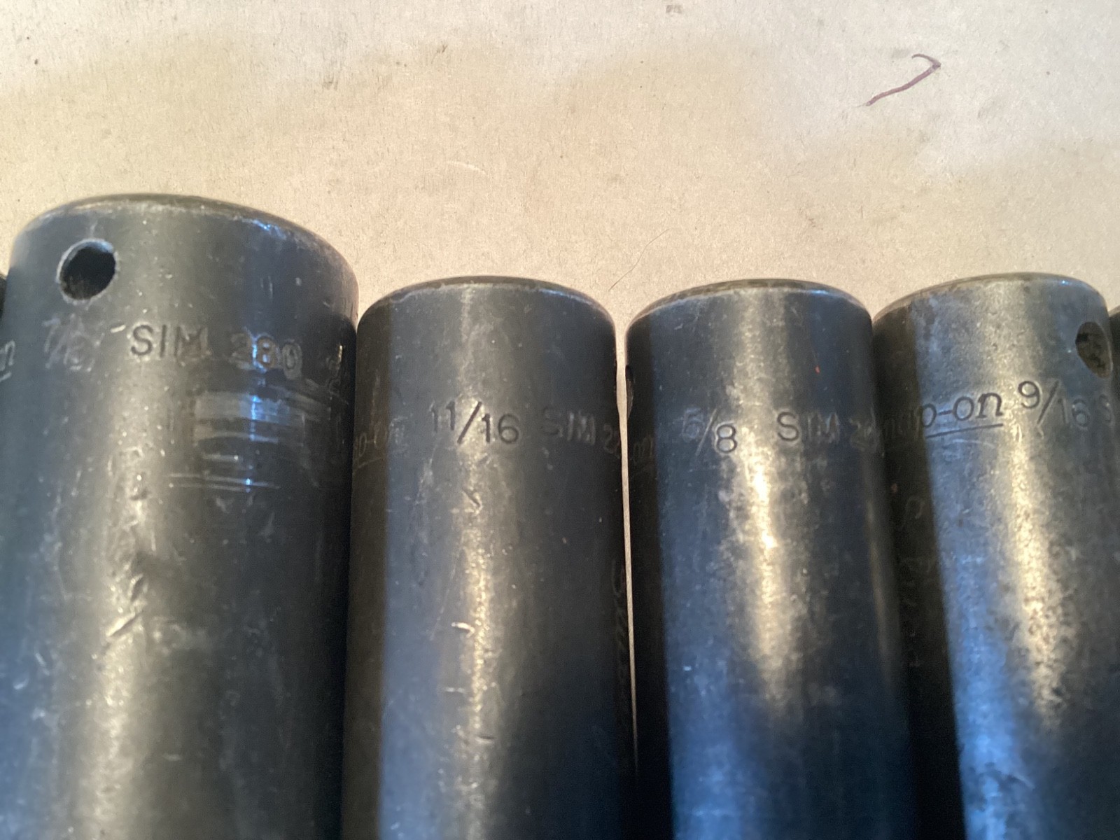 Snap-On deep impact sockets 1/2” 6 point 1” 15/16 7/8 1/2 9/16 5/8 11/16 1/2