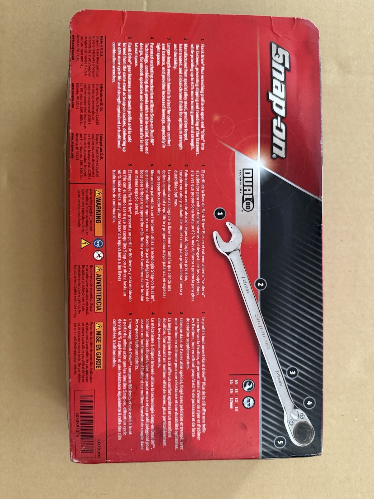 Snap On 7pc Metric Flank Drive Plus Reversible Ratcheting Combination Wrench Set