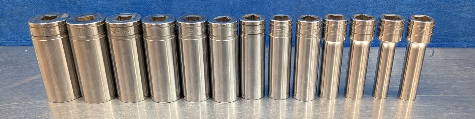 Snap-On Tools 13 pc 1/2″ Drive 12-Point SAE Flank Drive Deep Socket Set (313TSYA