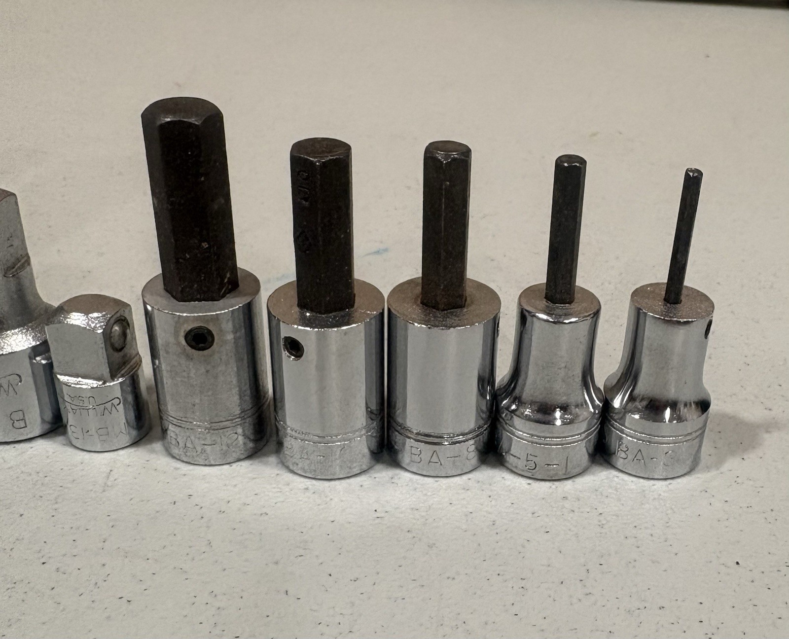 Lot Of Williams Made In USA Socket Adapters And Hex Sockets Various Sizes