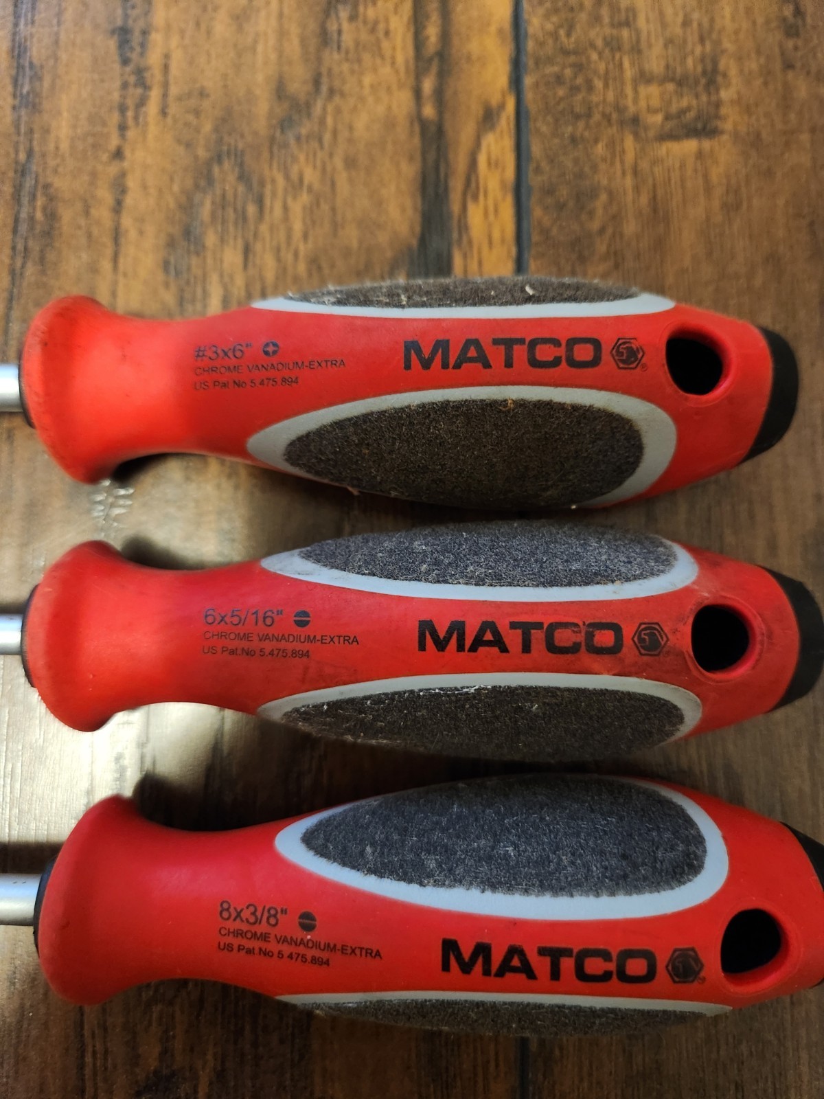 Lot of 3 Matco Screwdrivers – #3×6″ Phillips – 6×5/16″ and 8×3/8″ Flathead