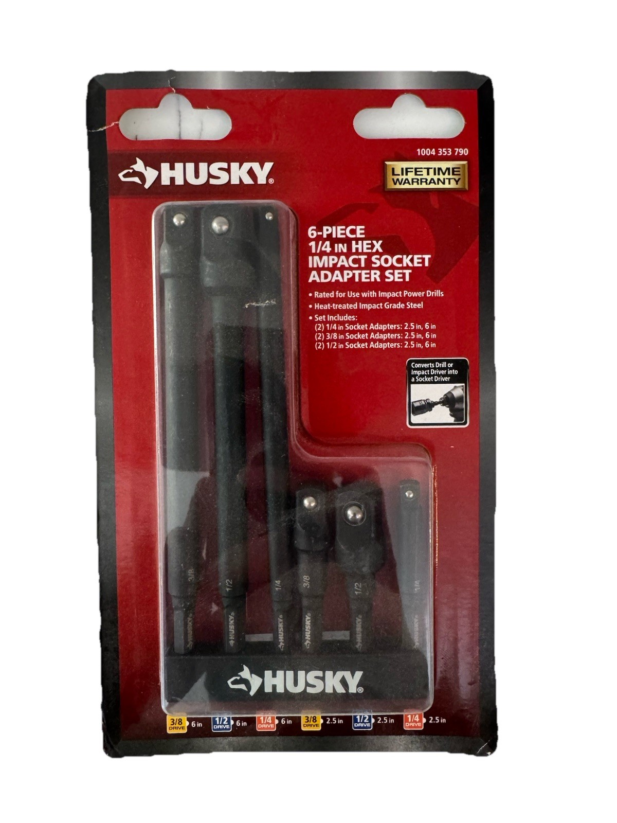Husky 6 Piece 1/4″ Hex Impact Socket Adapter Set