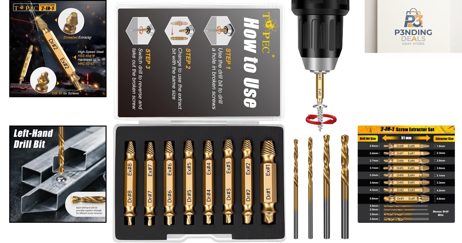High Speed Steel 12 PCS Screw Extractor Set: Effortless Removal of Rusted Screws
