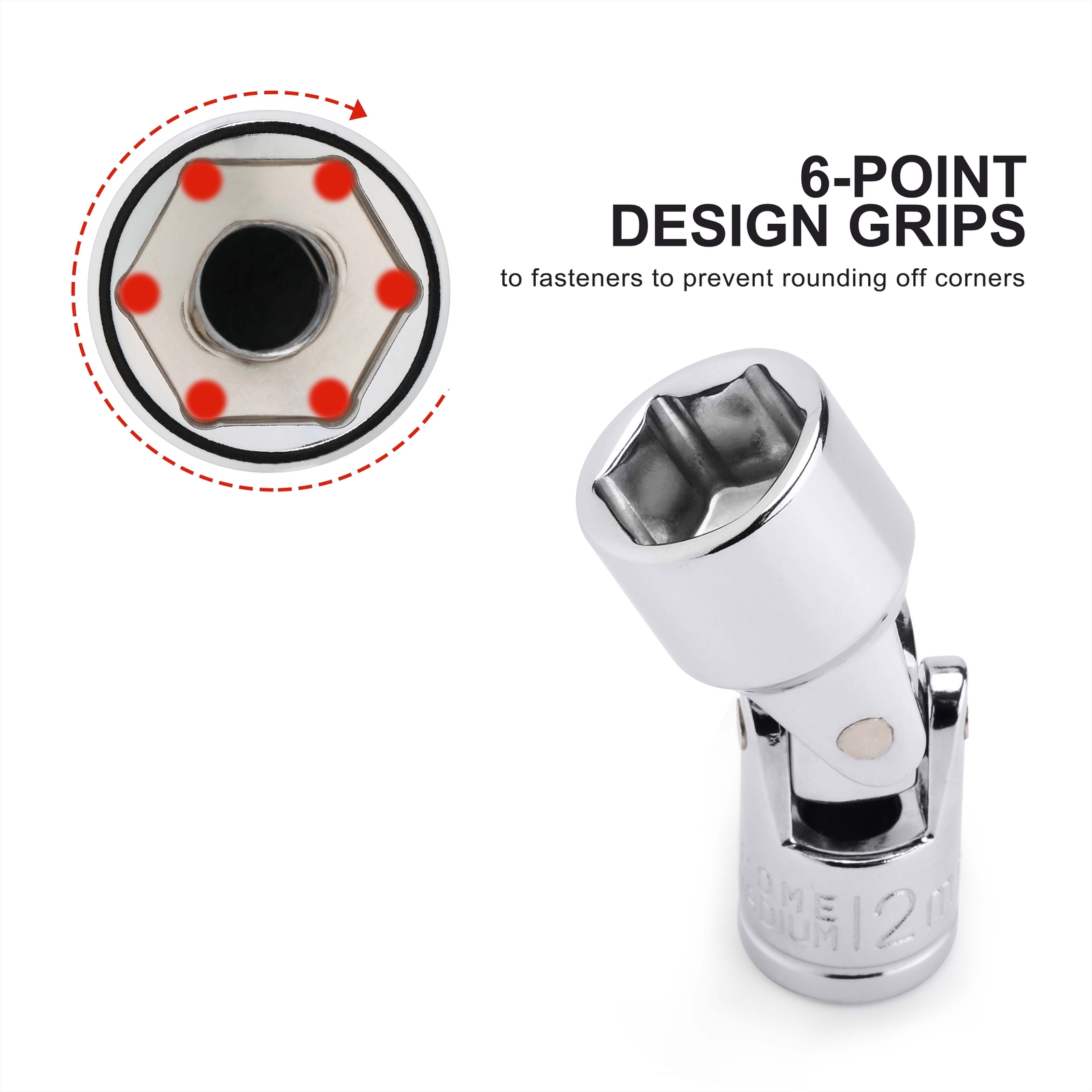 1/4″ Drive Metric Universal Joint Impact Socket Set,Swivel Head CR-V 12 PCS