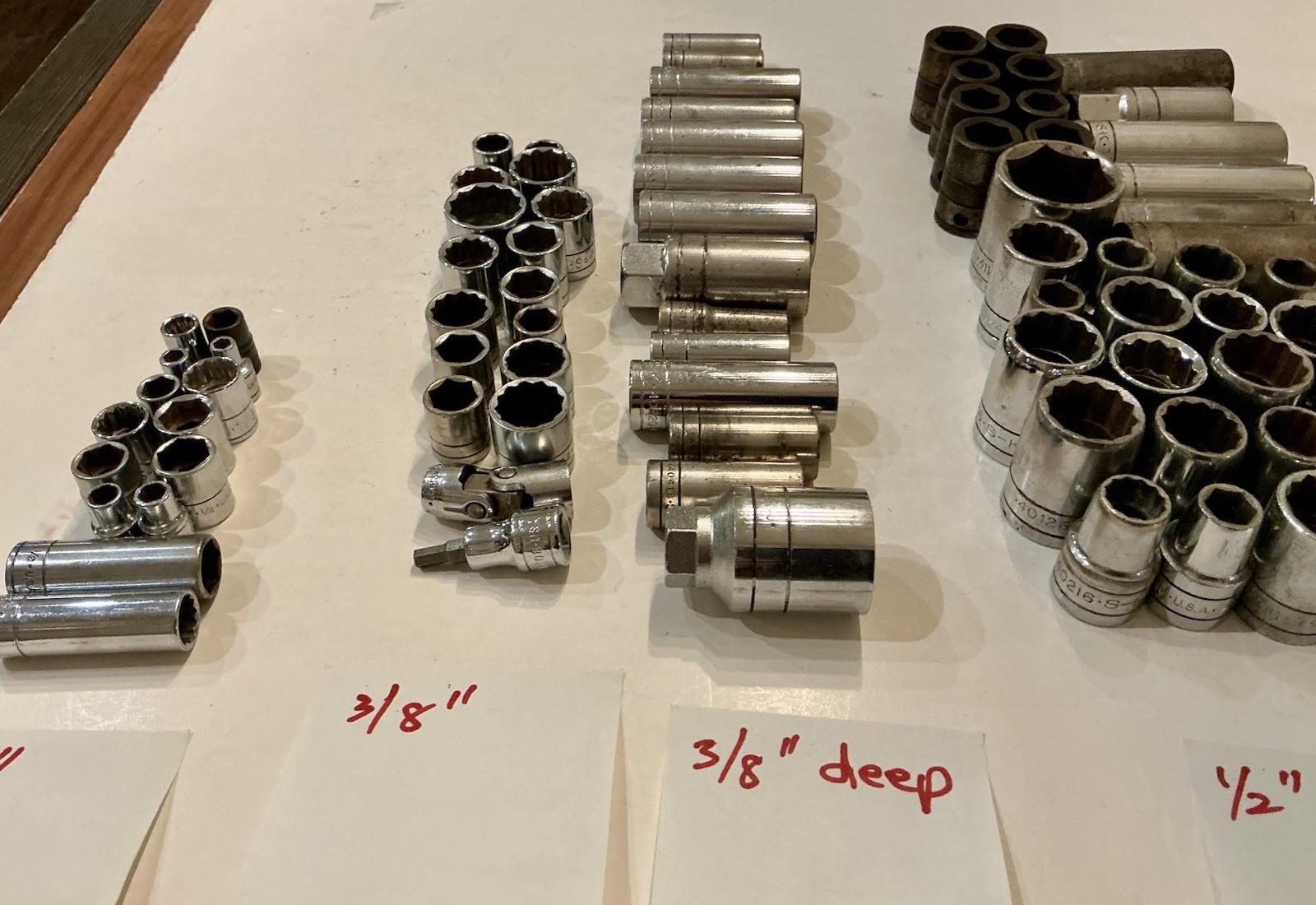 S-K Sockets, Lot Of 105 Sockets, `1/4, 3/8 & 1/2” Drive, Standard, Deep, Impact