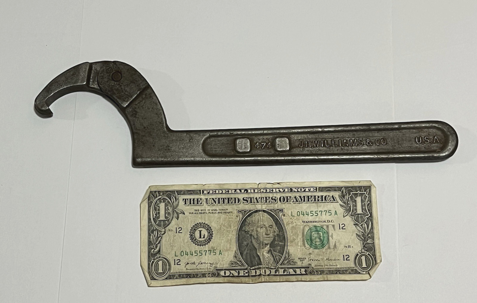 JH Williams & Co 474 Adjustable Hook Spanner Wrench 2″ – 4-3/4″ USA