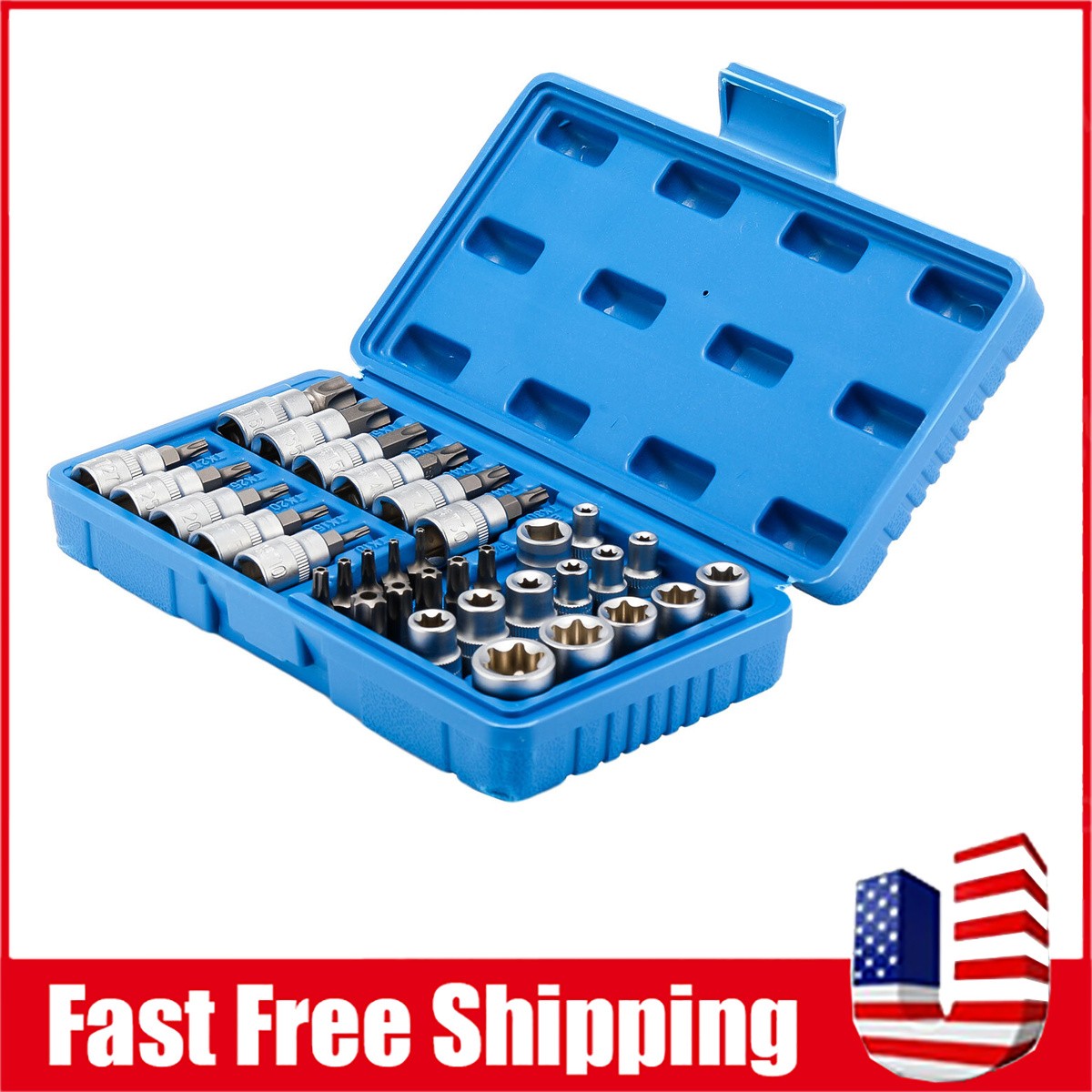 E-Socket E-torx 34pcs CR-V NEW 3/8 Drive 3/8″MDrive Security Bits US 3/8″ USA