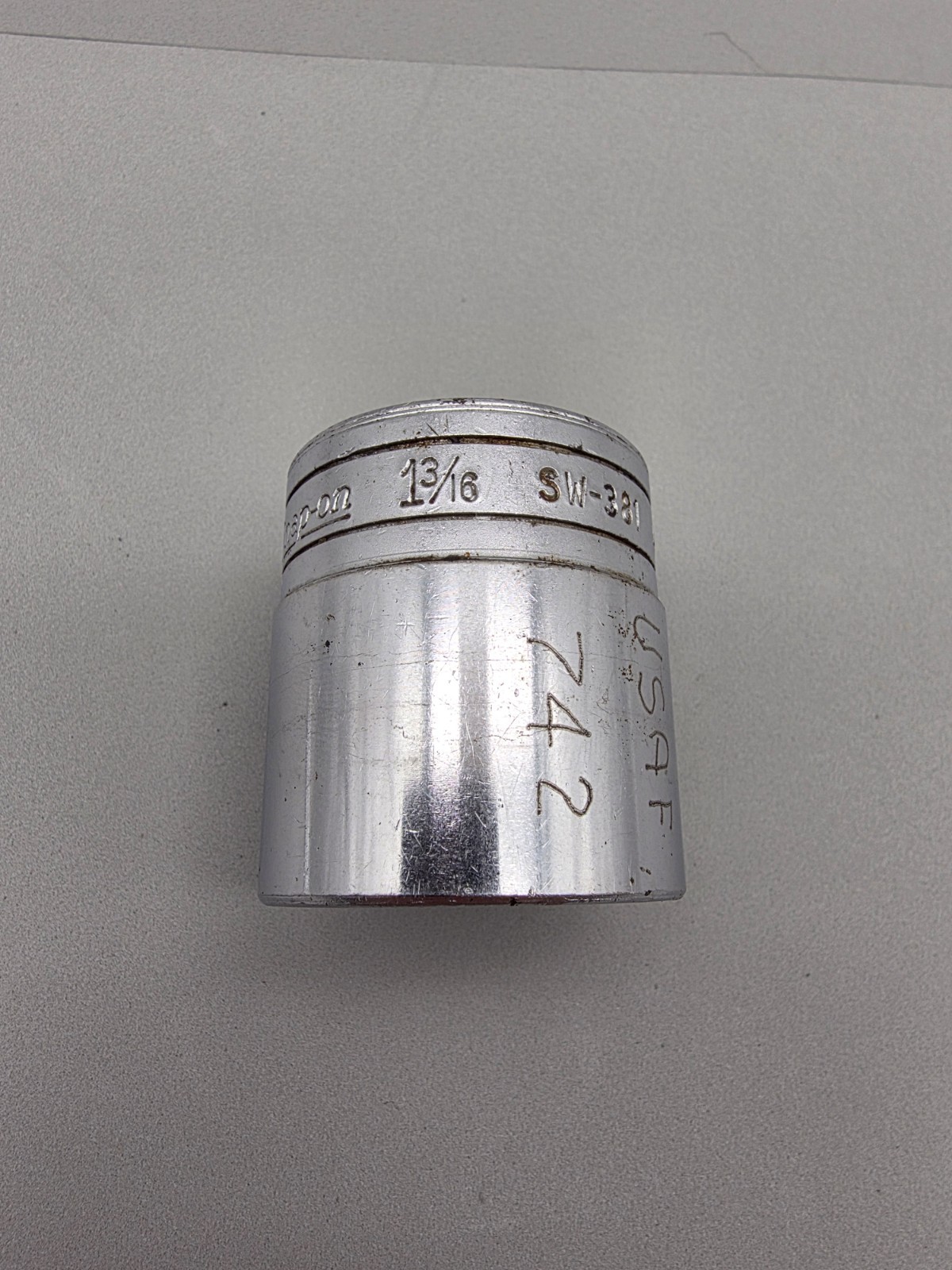 Vintage Snap-On Tools 1/2″ Dr. 1-3/16″ 12 Point Shallow Chrome Socket SW381 USA