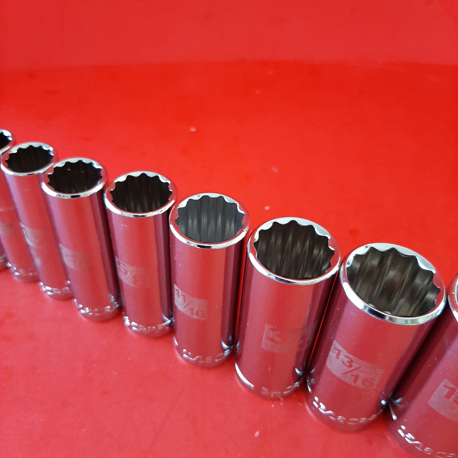 NEW CRAFTSMAN Easy Read 11pc 3/8″ Drive DEEP 12 Point SAE Socket Set 3/8-1″
