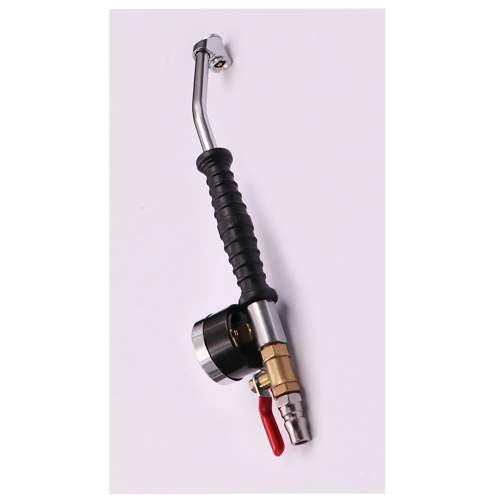 Heavy Duty Tire Air Pump Hose Extension with Pressure Gauge and Elbow Connector