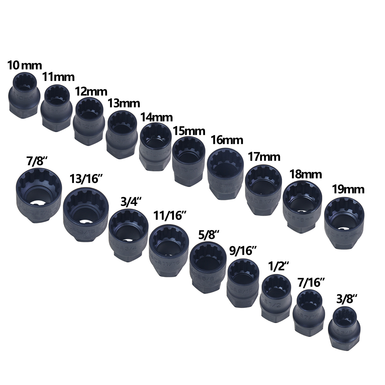 24PCS 3/8″ Drive Metric Sleeve Tools Socket Wrench Set 10-19MM SAE 3/8″-7/8″