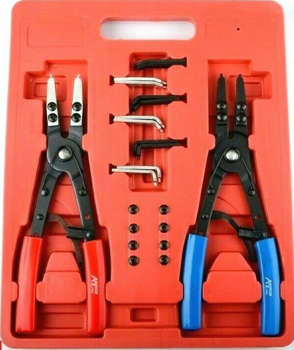 2 pcs 10″ h d Ratchet Type Circlip Remover Installer Snap Ring Pliers Set