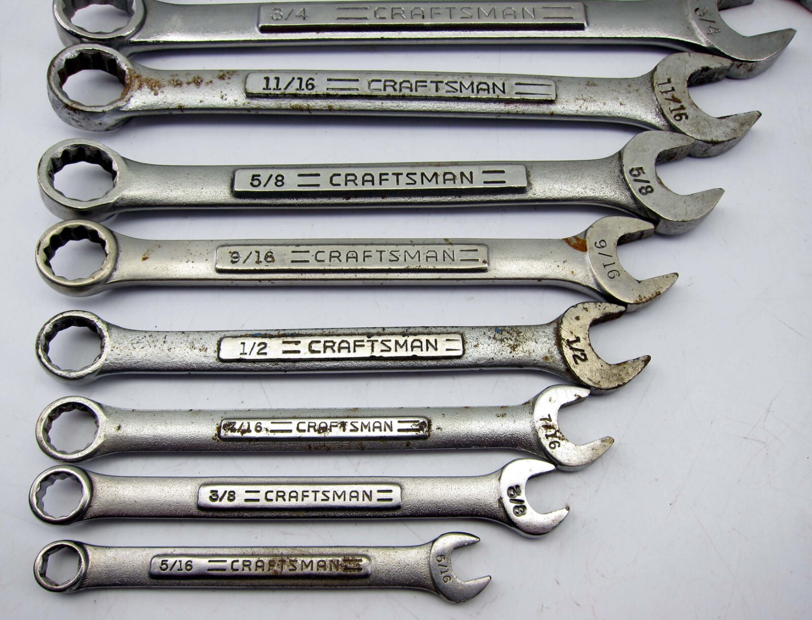 Vintage Craftsman 9 PC Combination Wrench Set SAE 5/16″ – 7/8″ Open Boxed USA