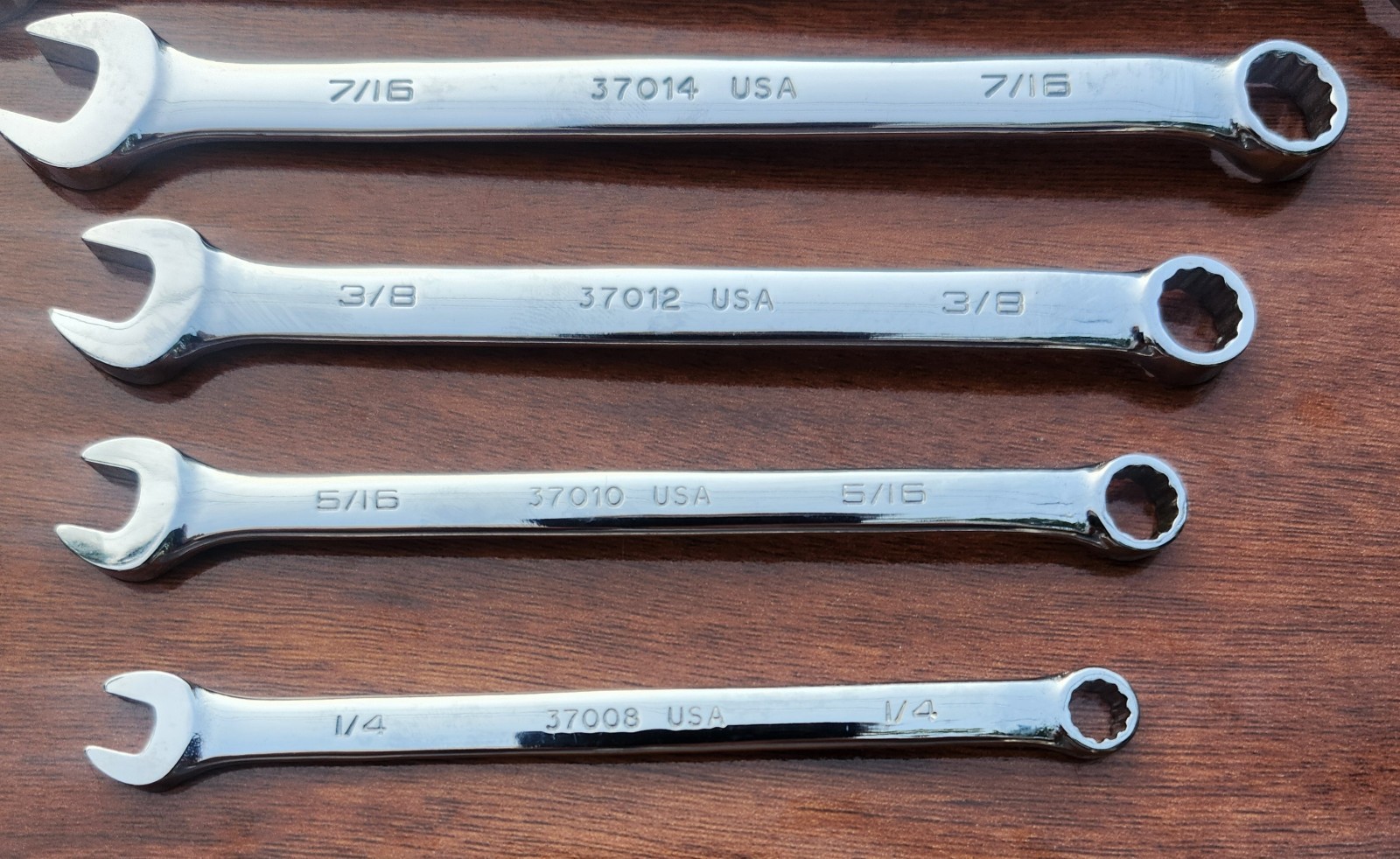 Vintage =Husky= USA 1-1/8″ to 1/4″ Full Polished Comb Wrench Set 11 Pc USA 🇺🇸