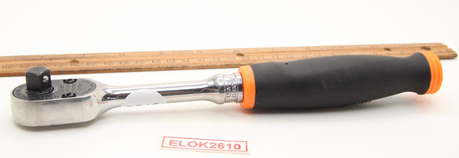 Snap-on FH80 3/8″ Standard Ratchet 80 Tooth Damage to Soft Grip Orange 9.5″ USA
