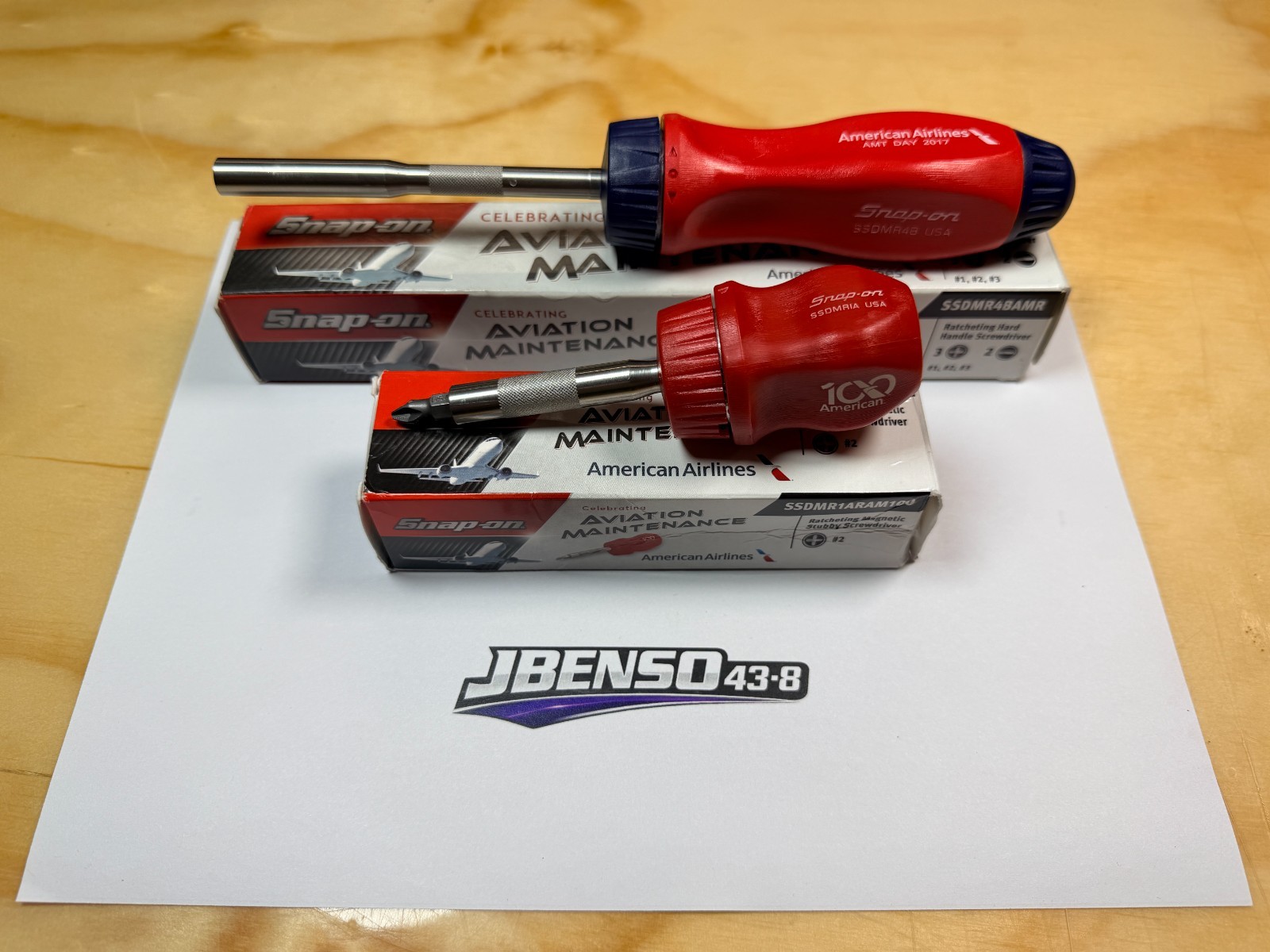 Snap-on Tools USA NEW 2pc AMERICAN AIRLINES AMT DAY Ratcheting Screwdriver Set
