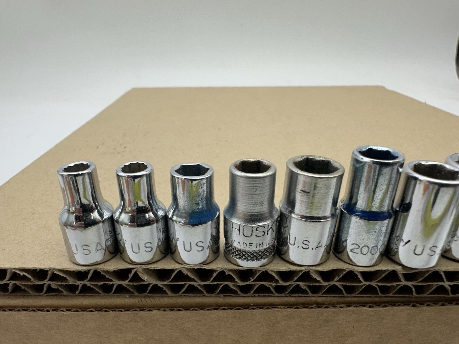 Set Lot of 11 Mixed Husky USA SAE Metric 1/4″ Drive Sockets Assorted Sizes