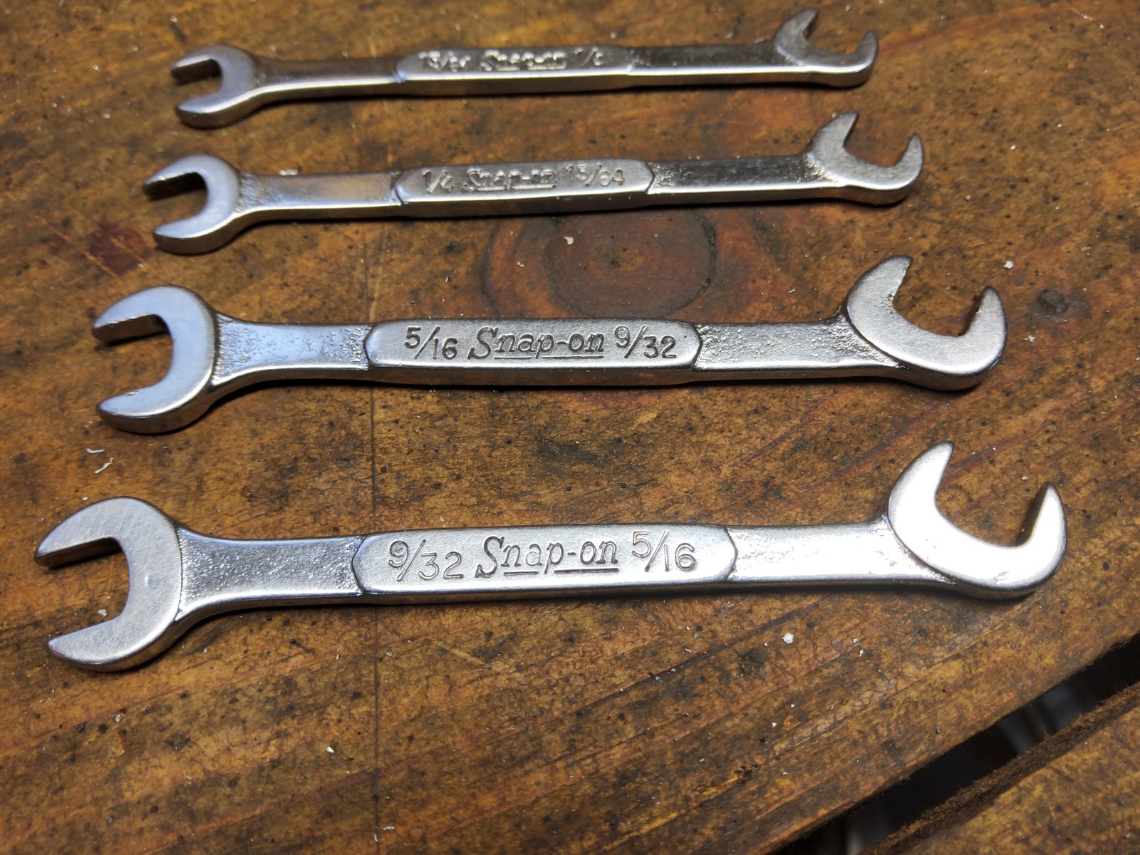 Snap On 4-piece DS-series 4-way Angle Open-End Midget Ignition Wrench Set USA
