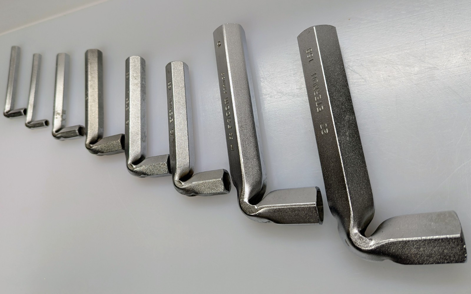 8 FACOM & ETERNUM L-Shape Hex Wrenches Sizes: 5, 5.5, 8, 11, 12, 13, 19, & 23mm