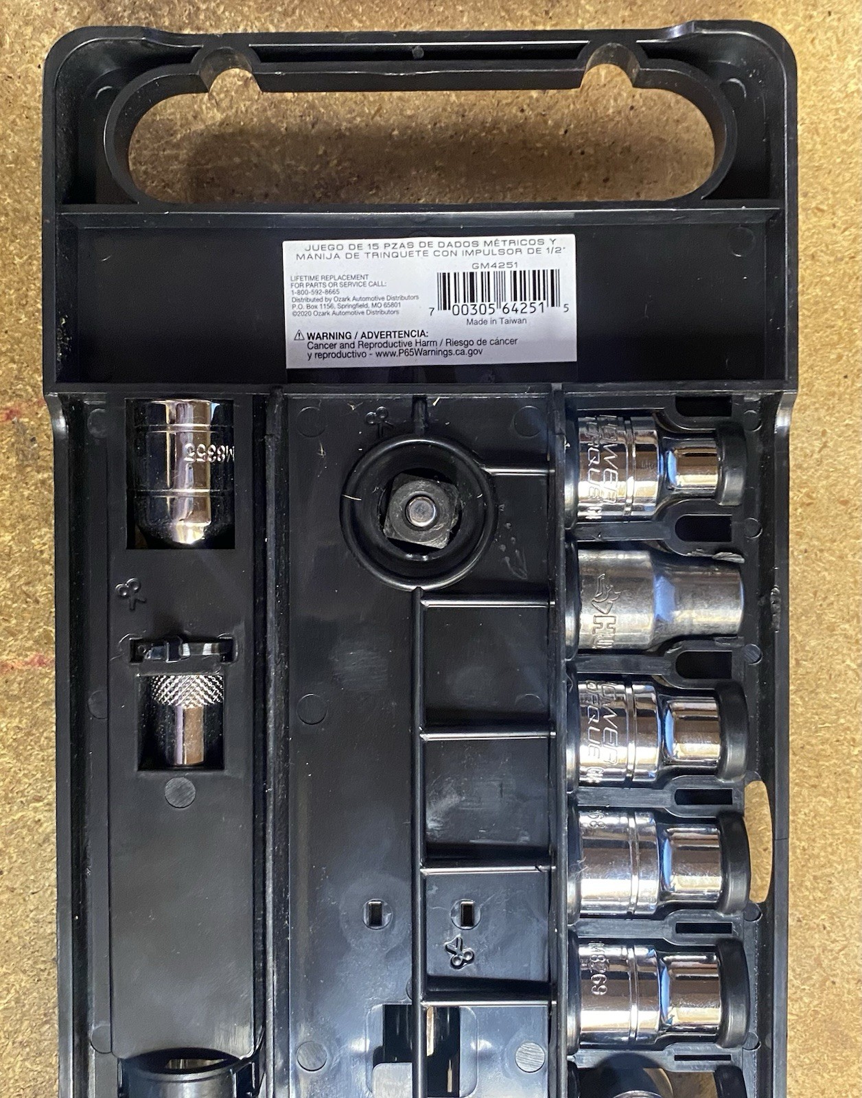 Power Torque rachet and socket set, 15 pc, Metric sockets, 1/2″ Drive Mdl GM4251