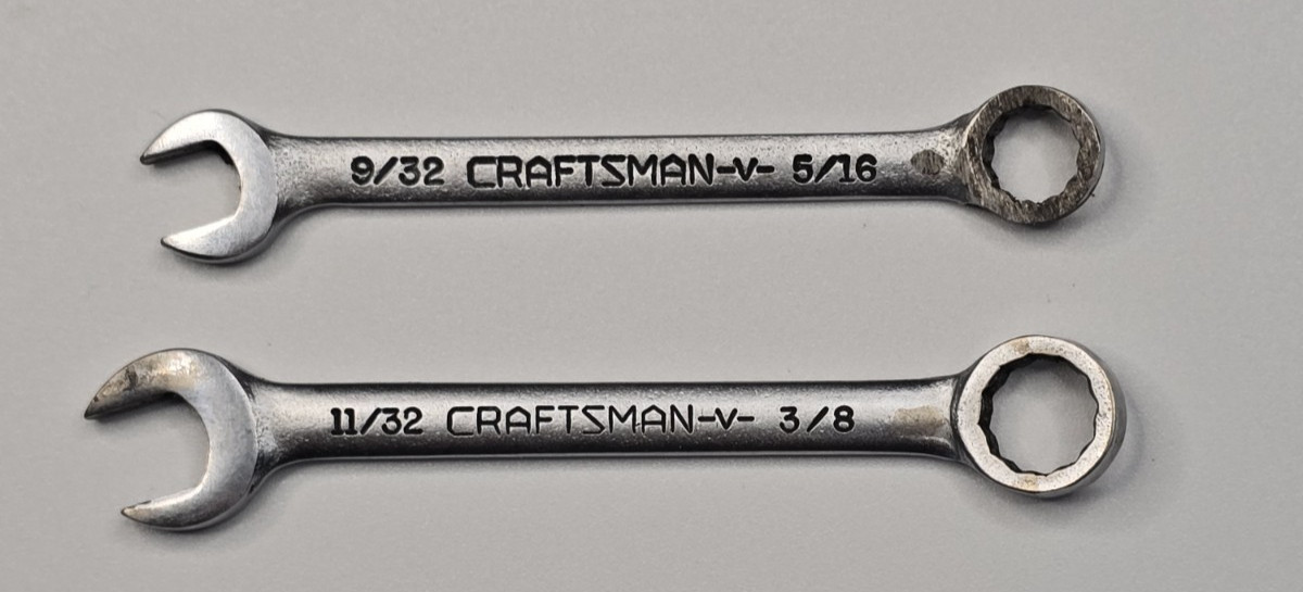 Sears Craftsman 9/32 X 5/16 & 11/32 X 3/8 Inch Mini Comb Wrenches