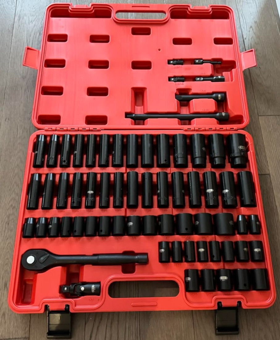 66 PCS 1/2 Inch Drive Impact Socket Set, SAE (3/8″-1-1/4″) & Metric (10-24mm)