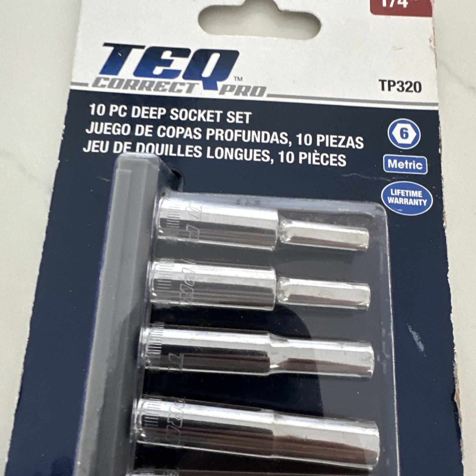 TEQ Correct Pro TP320 10 Pc. Deep Socket Set 1/4″ Drive Socket 4-13mm Metric New