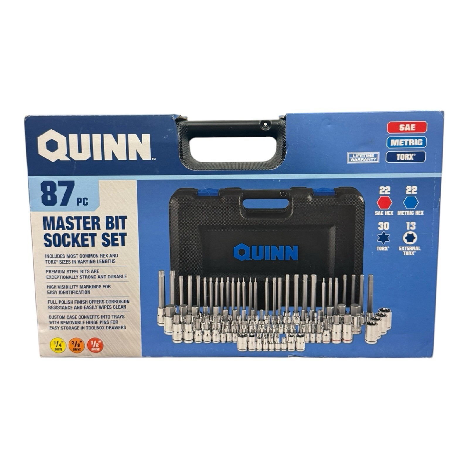 QUINN 87 Pc Master Bit Socket Set Professional Mechanics Tool Kit New Sealed