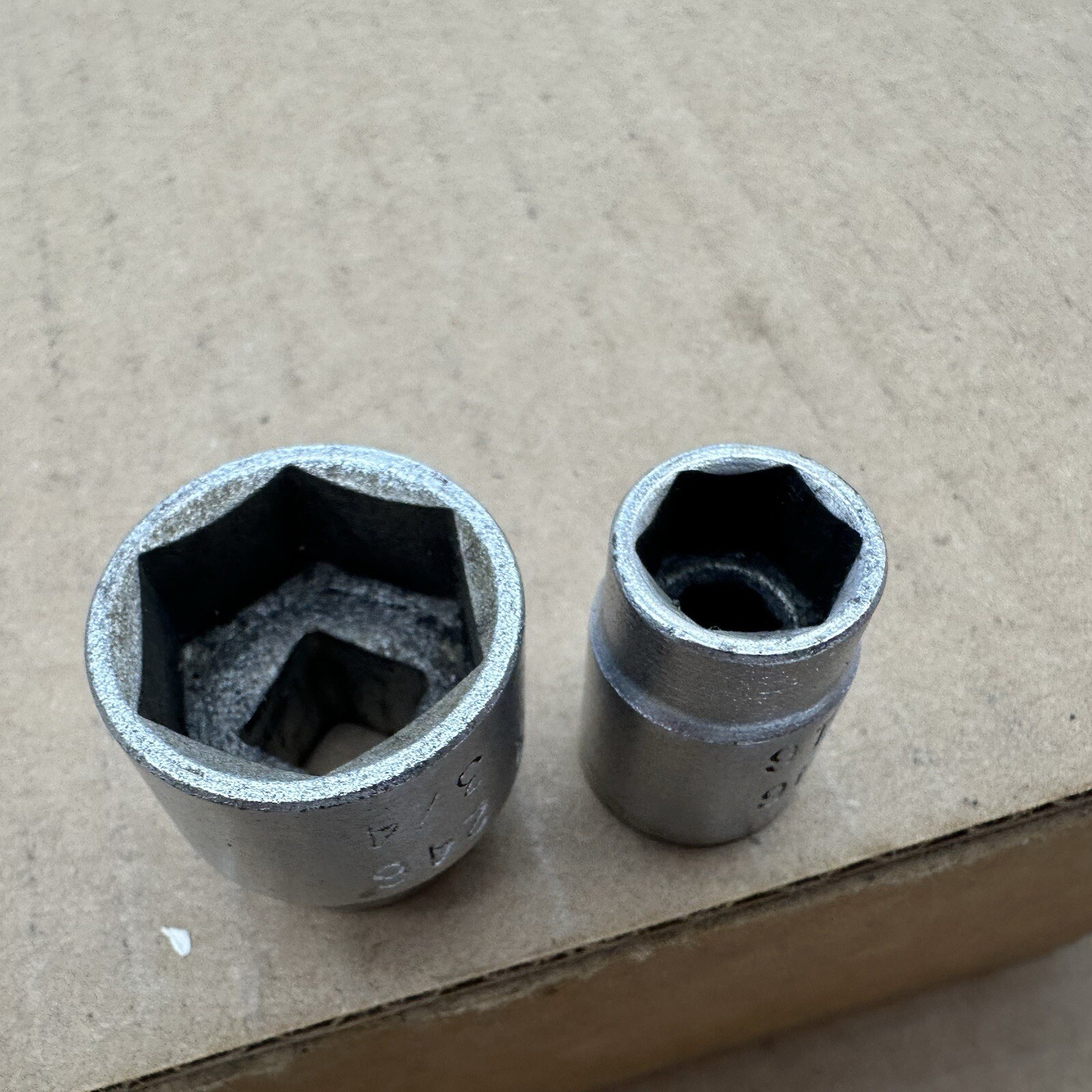 Lot 2 Vintage MAC 3/8″ Drive 6 Point Shallow Sockets USA X246 3/4 X146 7/16” VGC