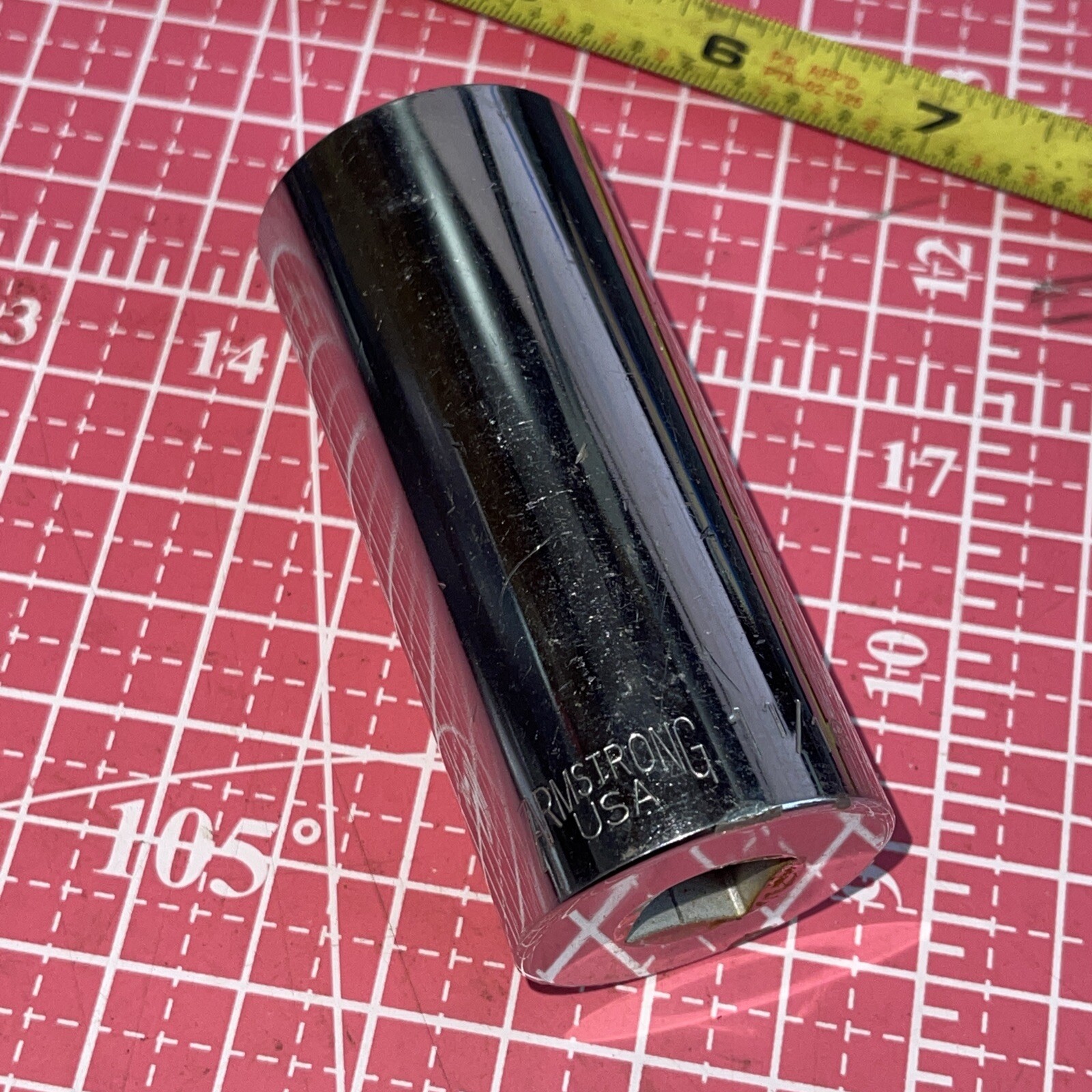 Armstrong USA 1-1/16 in SAE 1/2 Drive 12 Point Deep Socket Vintage 1 1/16