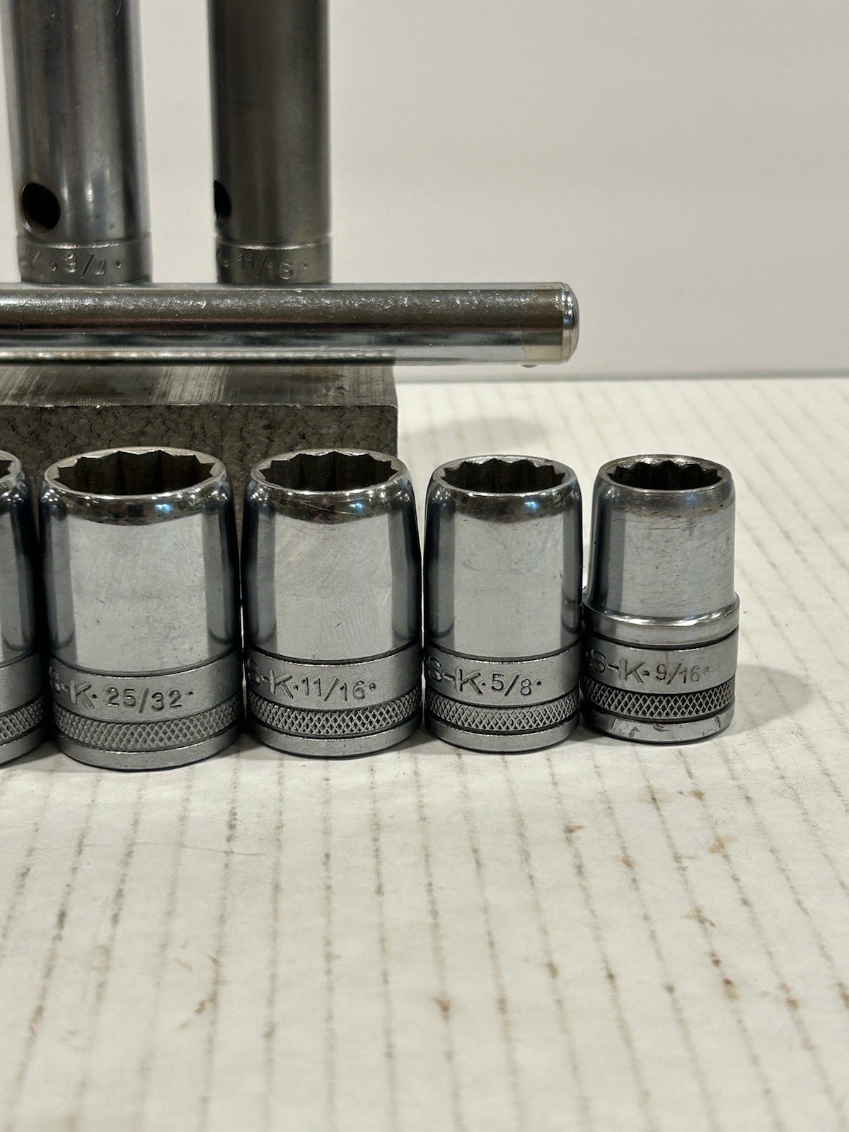 Vintage S-K SK Tools Socket Set W/Breaker Bar 9/16 ~ 1-1/4 SAE USA 1/2” Drive