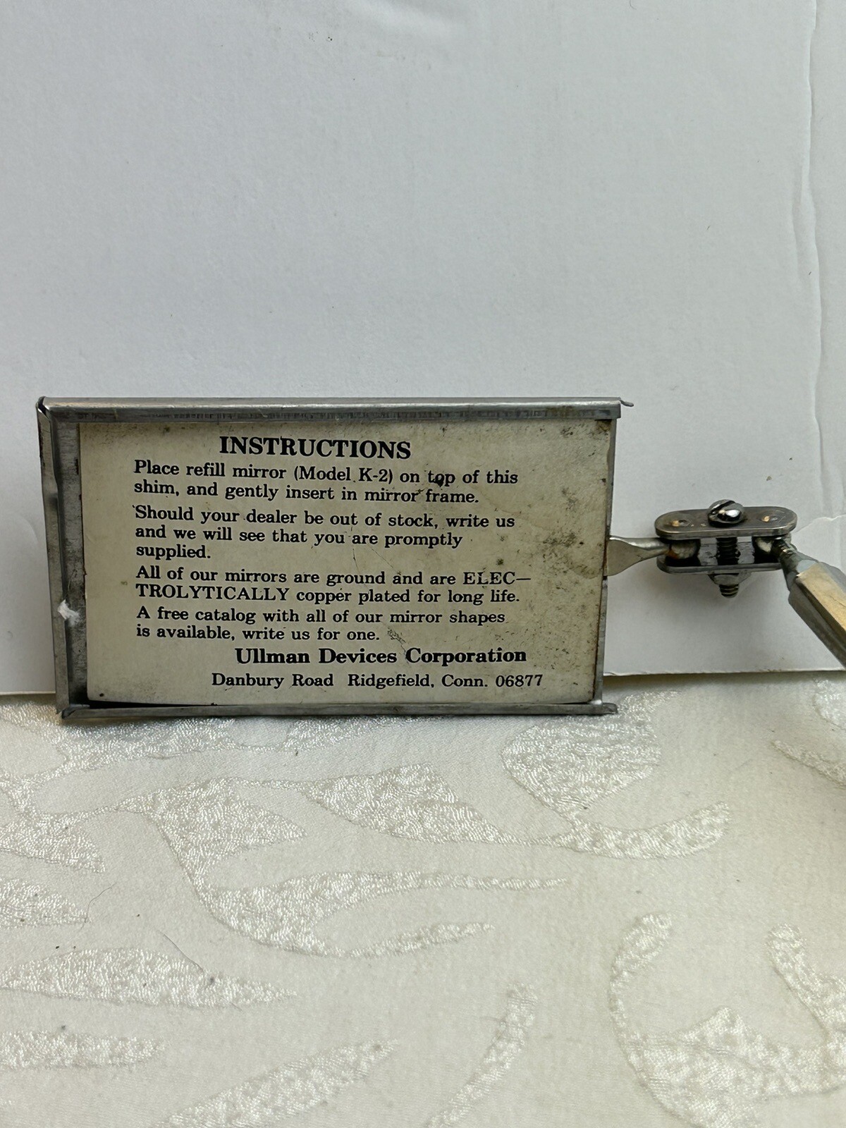 Vtg Ullman Devices Inspection Mirror K2 Rectangular Telescoping USA No Mirror