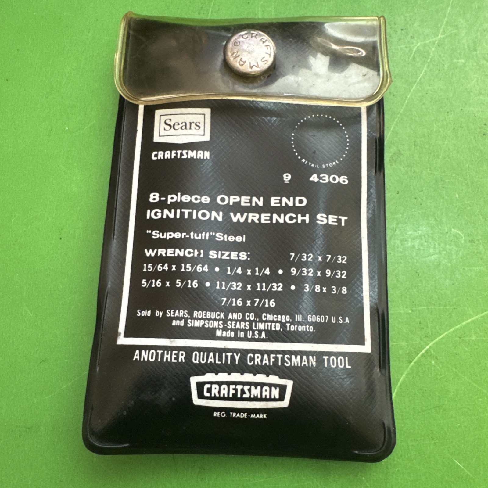 Vintage Sears Craftsman Super-Tuff 8 Piece Open End Ignition Wrench Set 9_4306