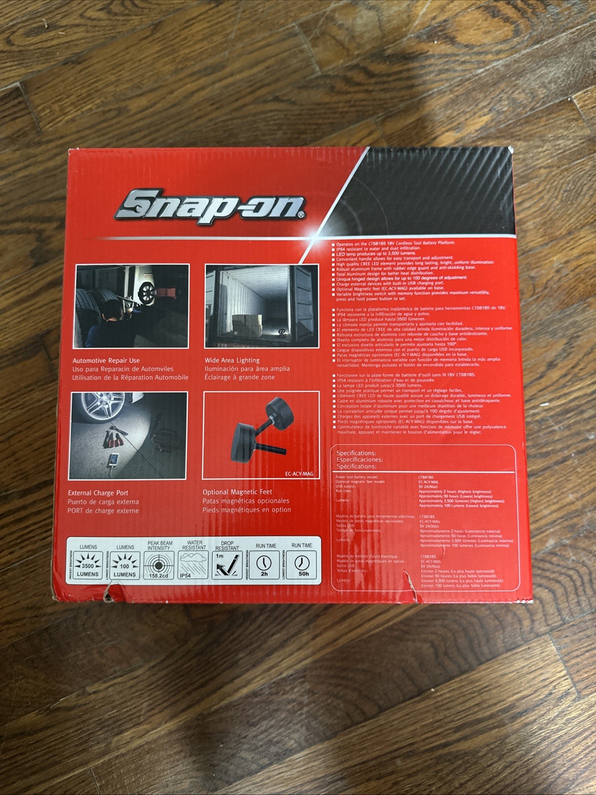 Snap-on Tools NEW RED 3500 Lumen 18V Cordless Flood Light CTLFD8850A