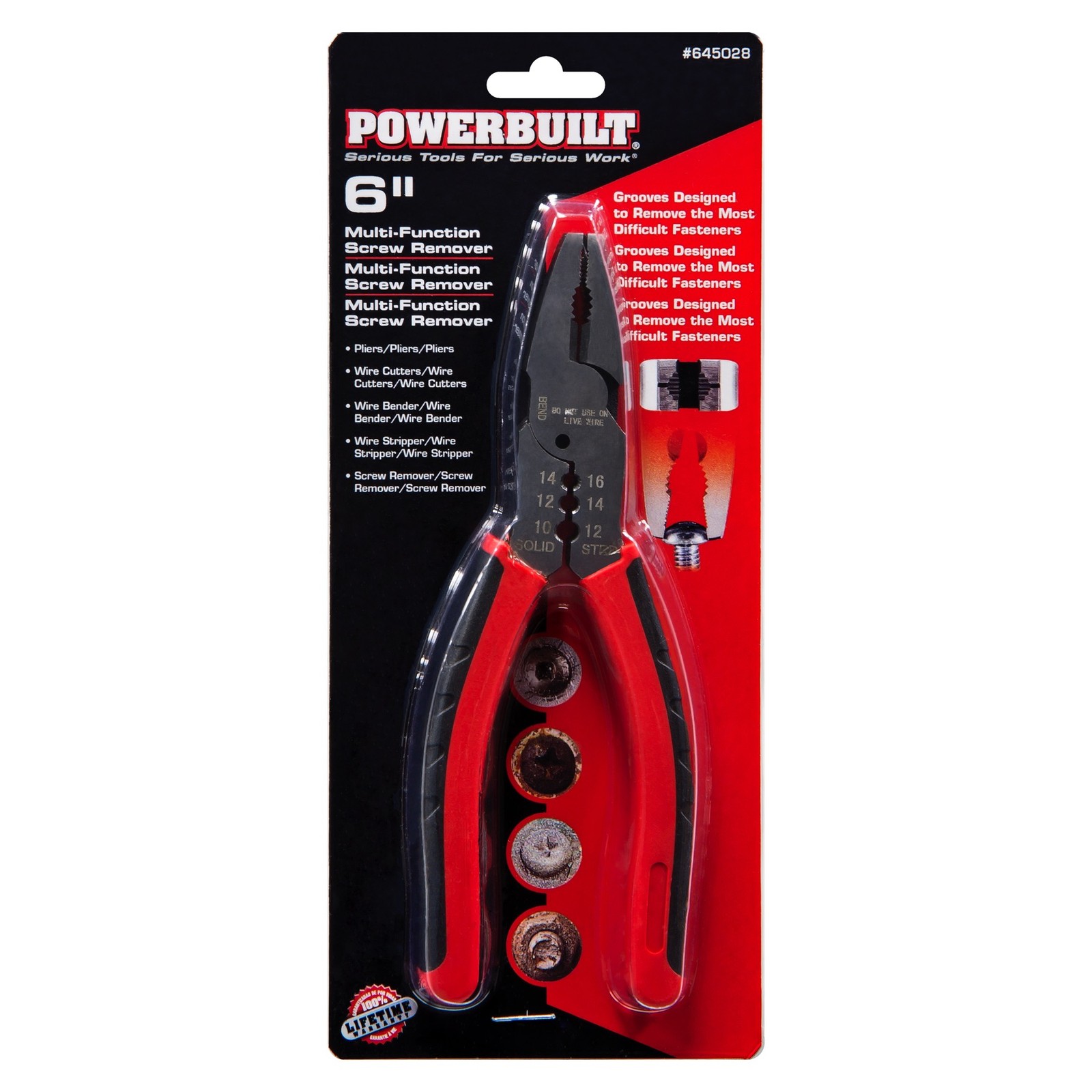Powerbuilt 6 Inch Multi-Function Screw Remover Pliers – 645028