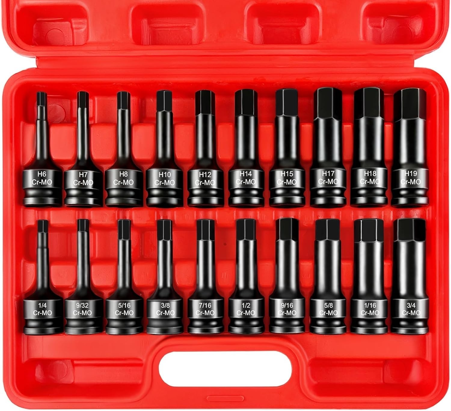 1/2″ Drive Master Impact Hex Bit Set, 20 Piece Hex Driver Socket Set, Allen Bit
