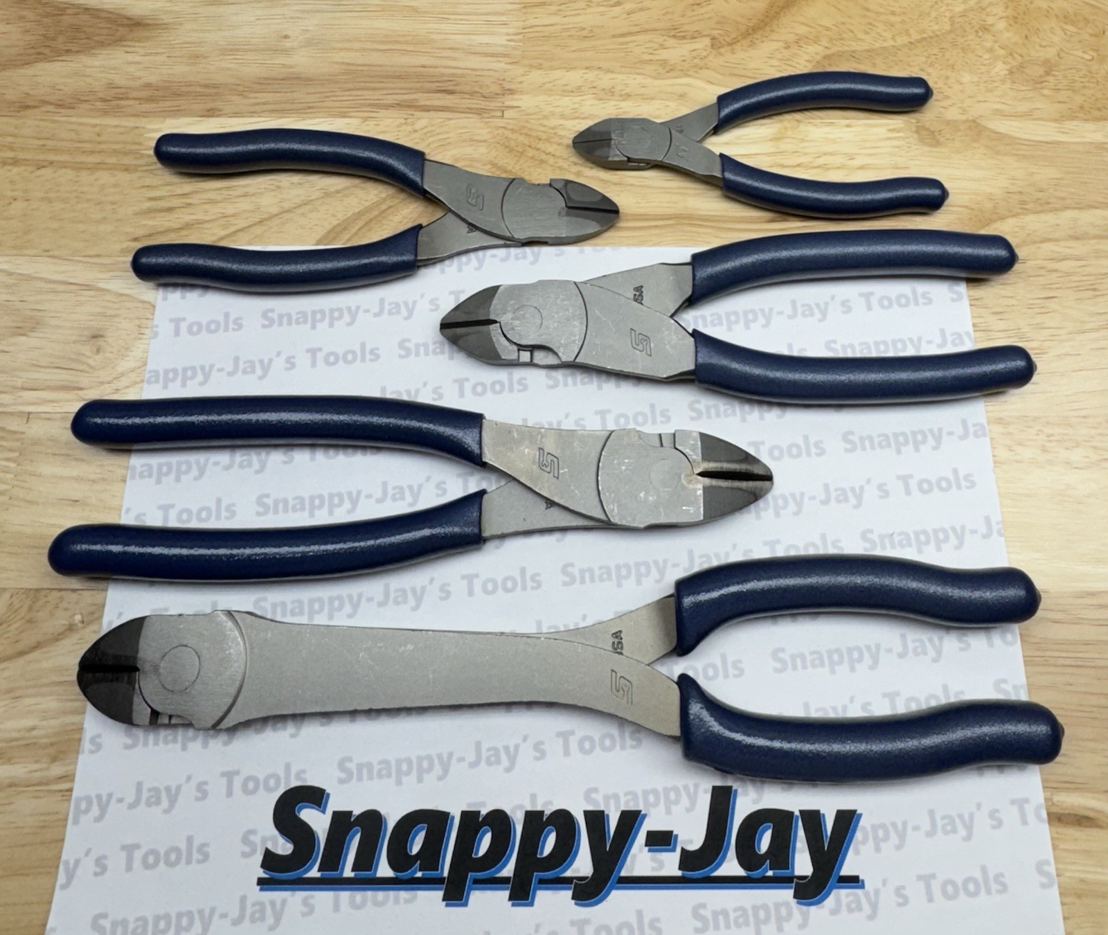 Snap-on Tools USA NEW 5pc POWER BLUE Diagonal Cutter Pliers Set CUTTER5MB