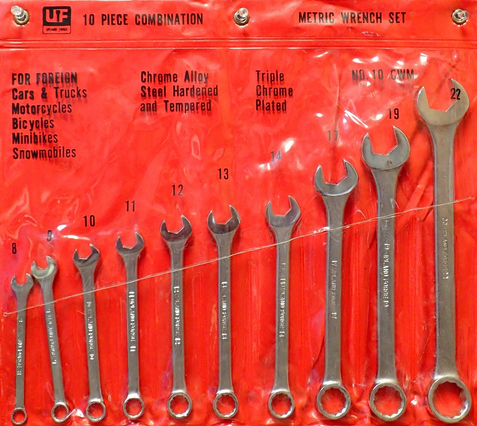 UPLAND FORGE 10-pc Metric Combination Wrench Set 12-pt, 8-14 & 17,19,22mm (BN75)