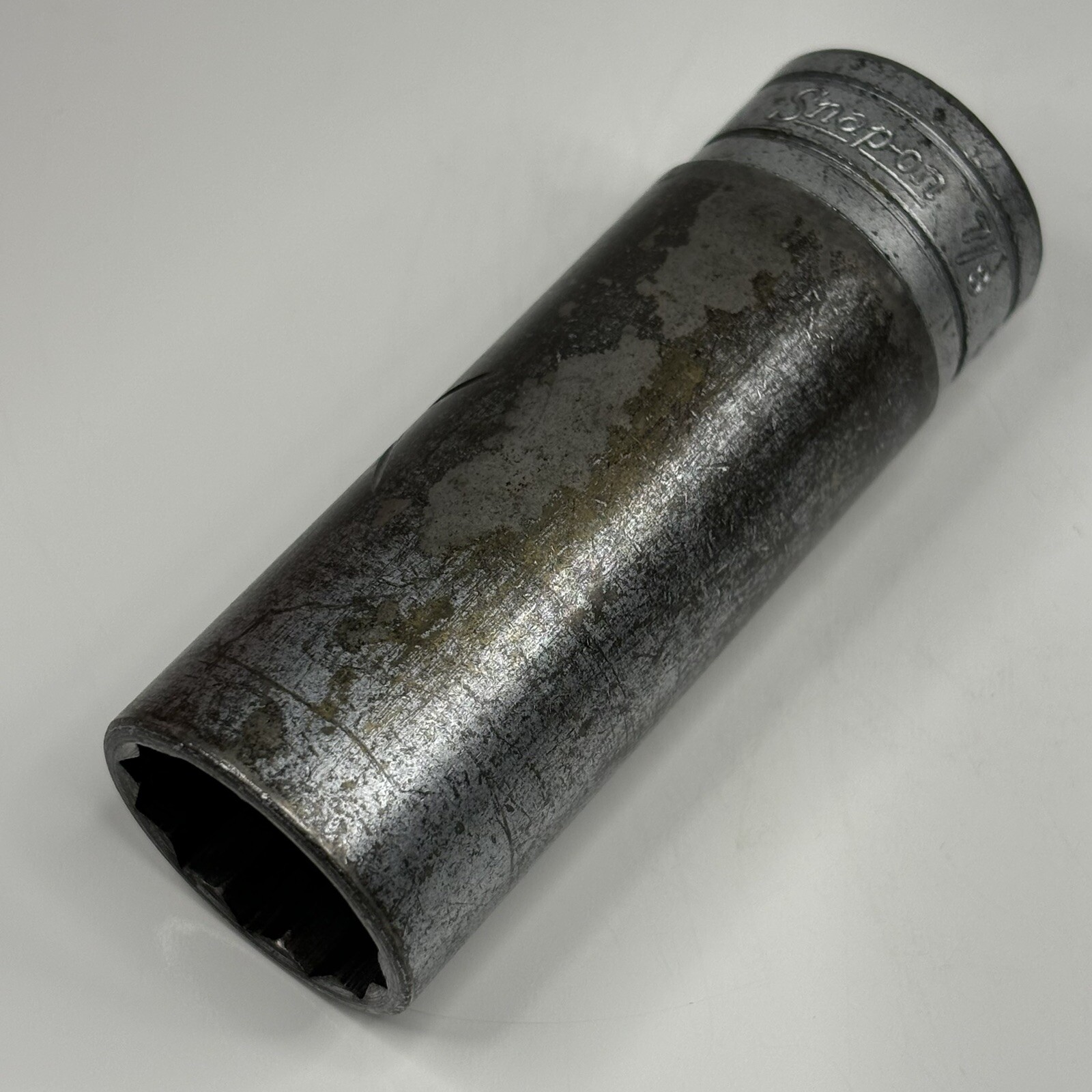 Snap On Tools S281 1/2 Dr 12Pt SAE 7/8 Flank Dr Deep Chrome Socket USA VTG 1956