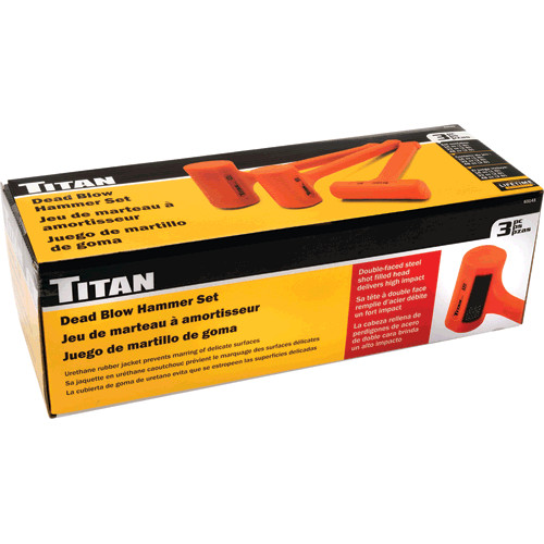 TITAN Tools 63143 3 Piece Dead Blow Hammer Set – HI-VIZ Orange 16oz, 32oz, 48oz
