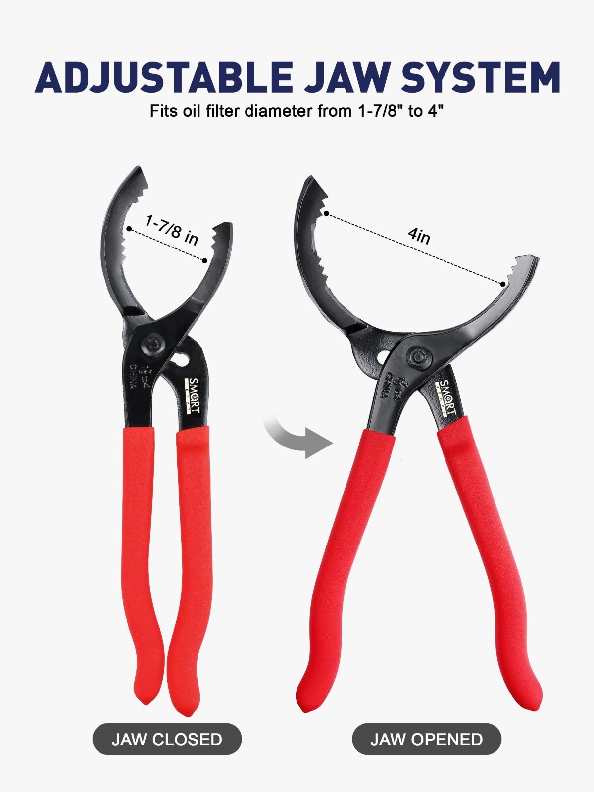 Oil Filter Removal Wrench Adjustable 1-7/8in to 4in for Cars Motorcycles