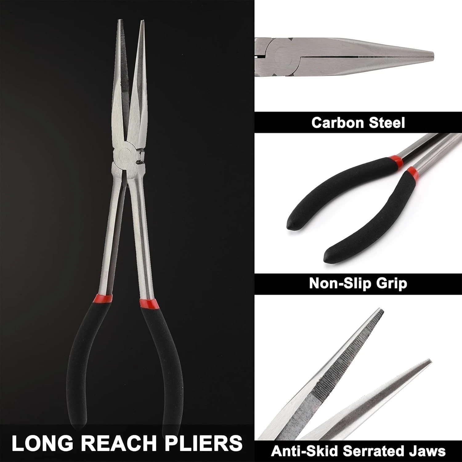 6Pack 11 Inch Long Reach Needle Nose Pliers Set Precision Long Nose Pliers Kit