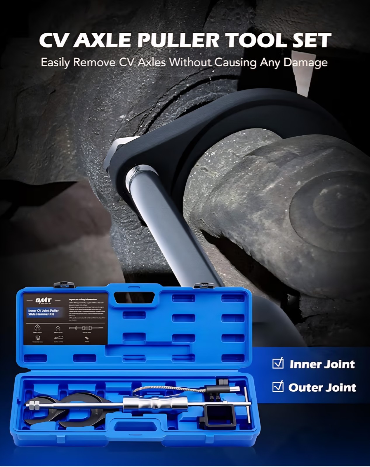 OMT Inner CV Joint Puller Slide Hammer Wheel Drive Axle Half Shaft Removal Kit