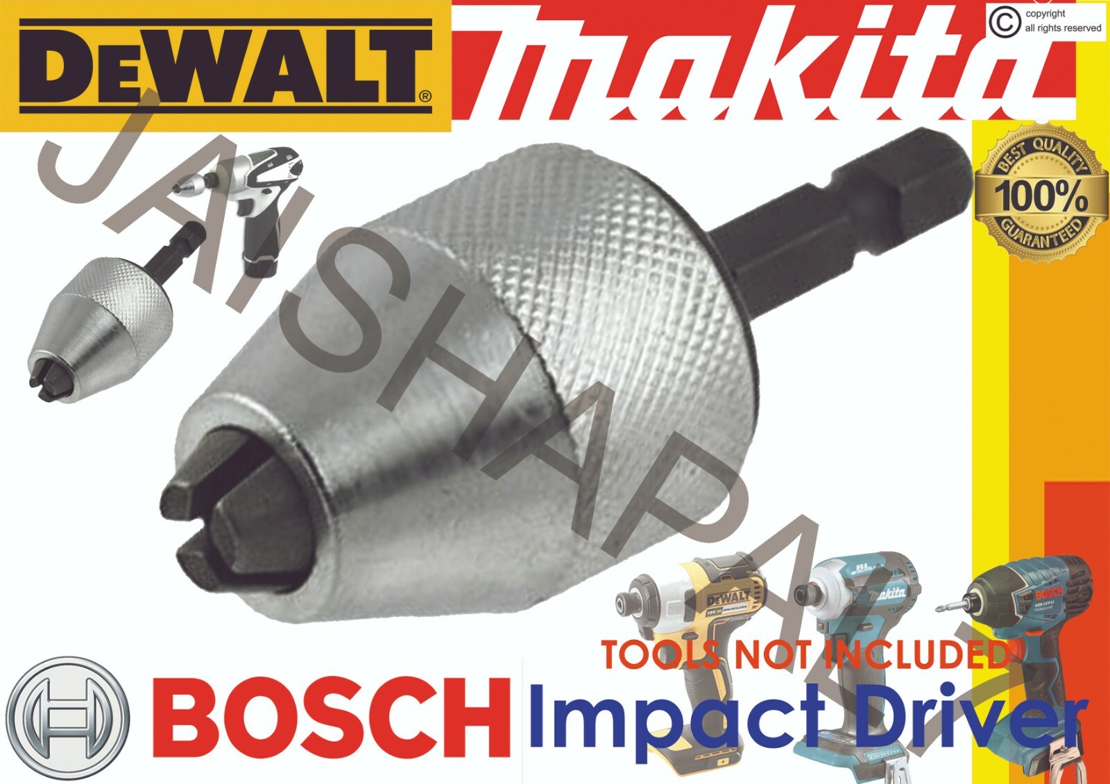 MAKITA Impact Keyless Chuck 0.5 to 6mm fit Bosch Makita RYOBI DEWALT PANASONIC