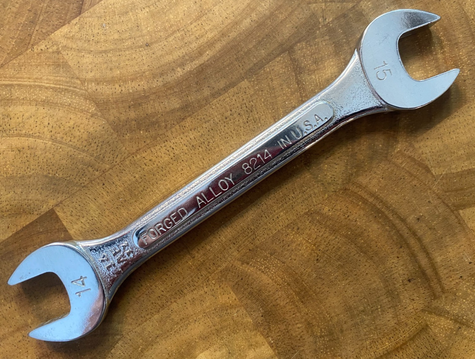 S-K 8214, 14mm X 15mm Double Open End Wrench, Made in USA