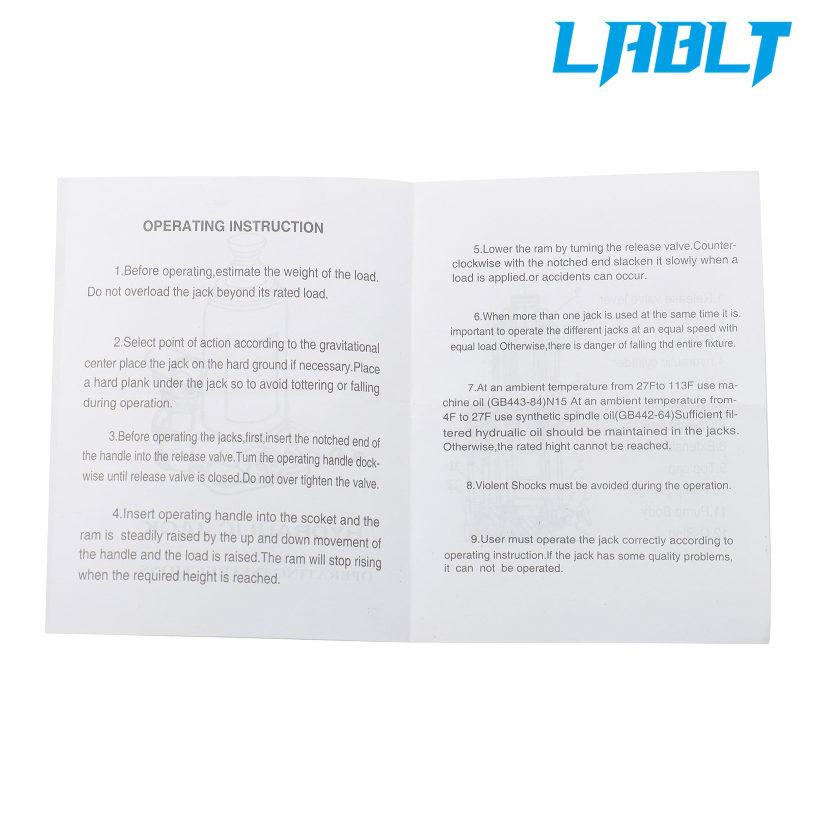 LABLT Hydraulic Car Bottle Jack For Auto Repair and House Lift 10 Ton 20000 LBS