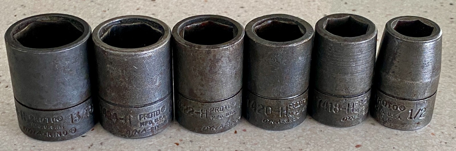Proto Impact Socket Lot 1/2 Drive 6 Point USA Dina-Ring Used