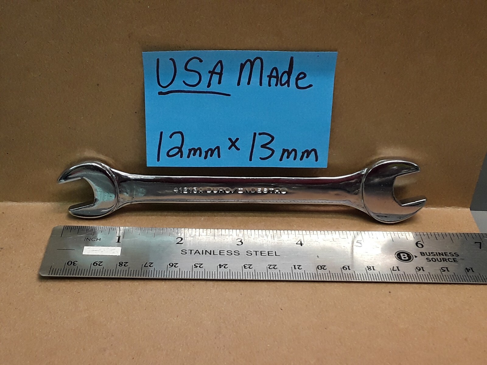 Indestro Duro 12mm x 13mm Metric Open End Wrench #41213A USA MADE!!