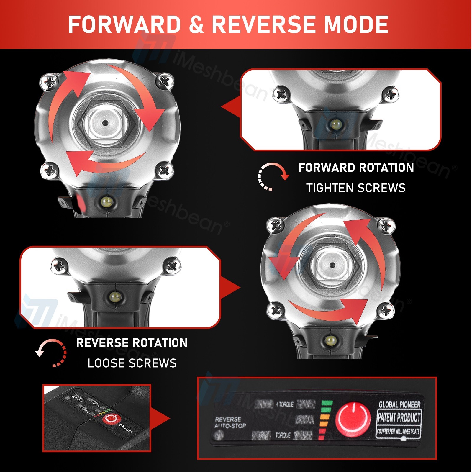 800Nm Cordless Electric Impact Wrench 1/2» Gun High Power Driver Li-ion Battery