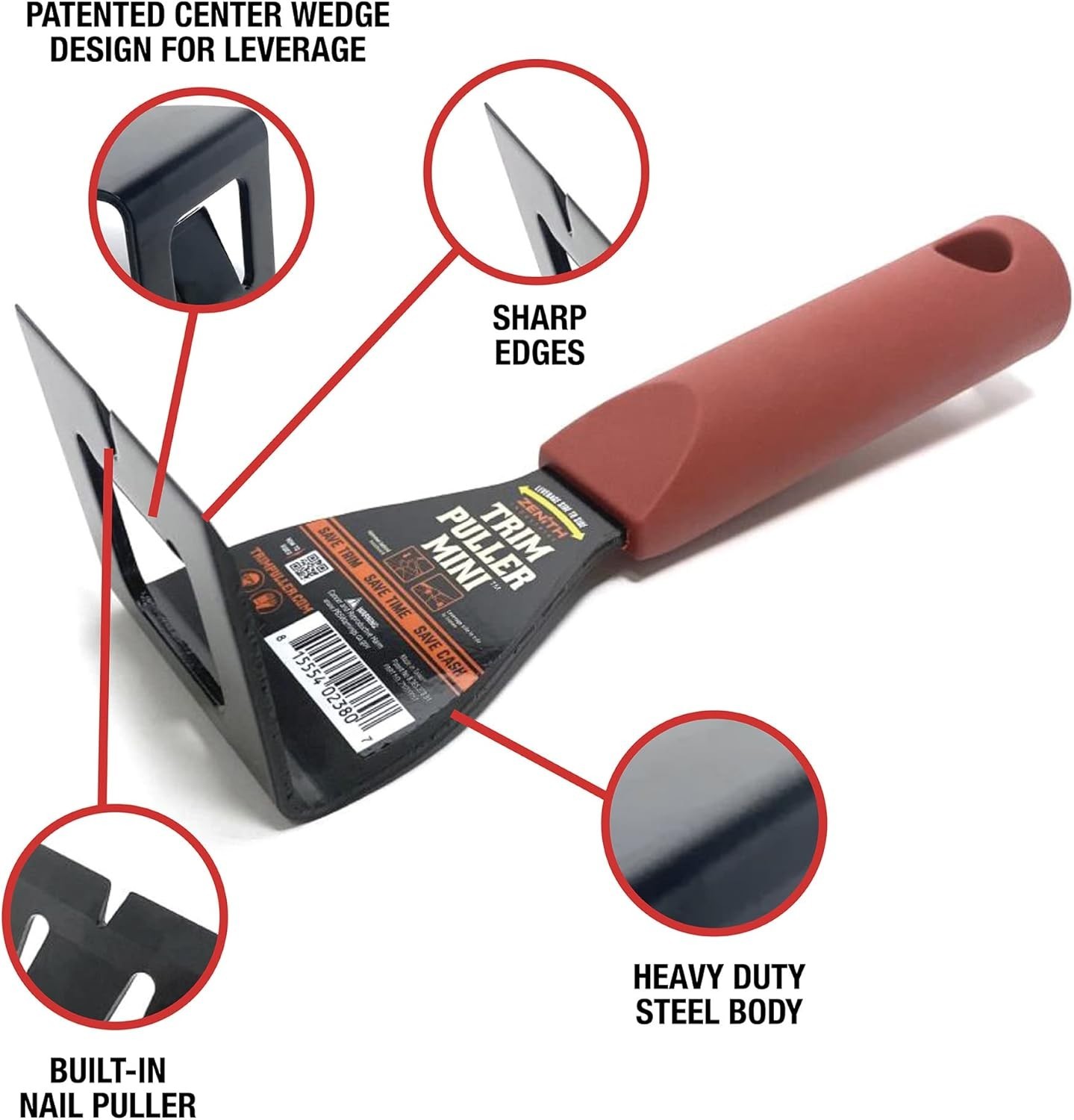 Zenith Trim Puller Mini ZN700051 Compact Pry Bar for Baseboards, Trim Molding